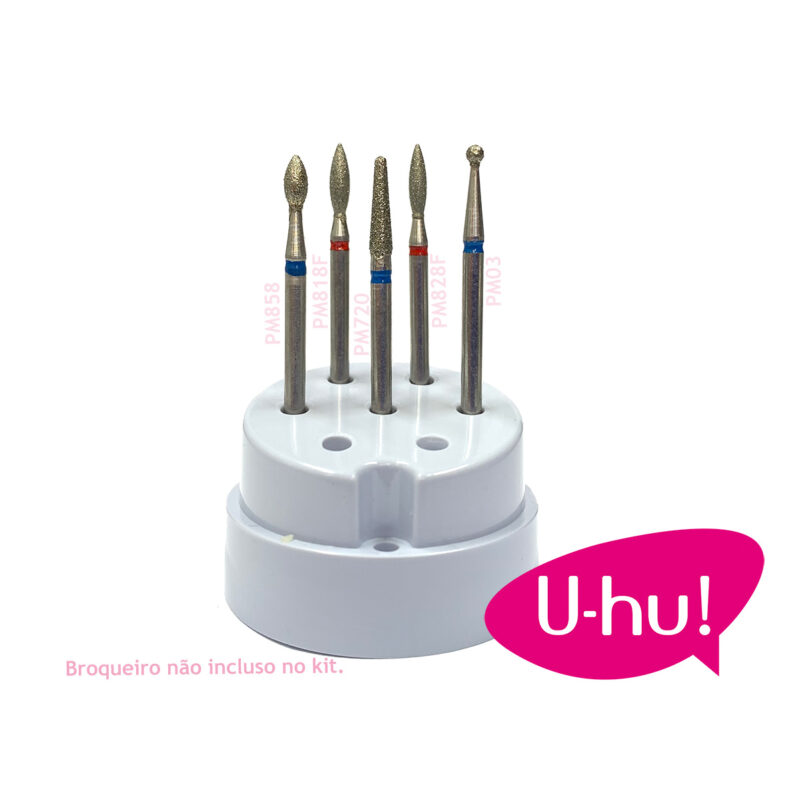 Kit Brocas Diamantadas U-hu Cutilagem para Manicure