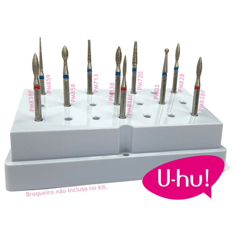Kit Brocas Diamantadas U-hu Para Manicure Completo